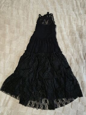 Black Lace Tiered Maxi Dress - Brand Unspecified